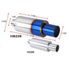 Dimension of Exhaust Muffler 76mm Stainless Steel Bolt-on burnt blue Straight cut Tip HB229