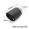 Dimension of Exhaust Tip 63mm Carbon Fiber matte black Angle-cut Tip N89-63Y