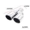 Dimension of Exhaust Tip 63mm Stainless Steel silver Straight cut Tip A1999