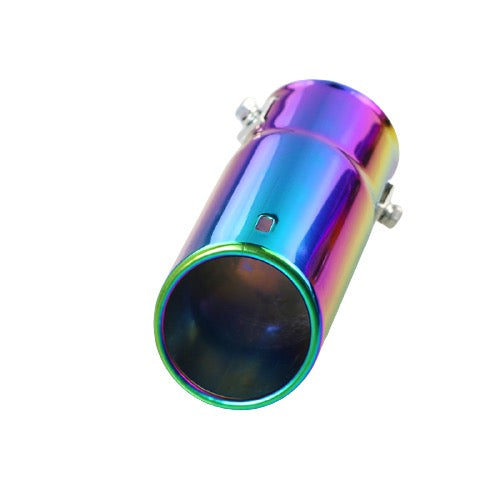 Front view of Exhaust Tip 56mm Stainless Steel colorful Angle-cut Rolled Tip C5X