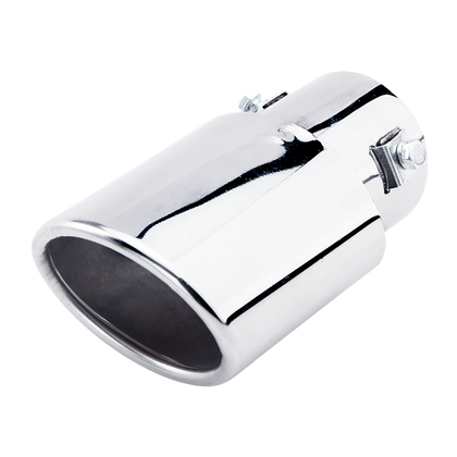 Horizontal view of Exhaust Muffler 63mm Stainless Steel Silver Angle-cut Tip A151