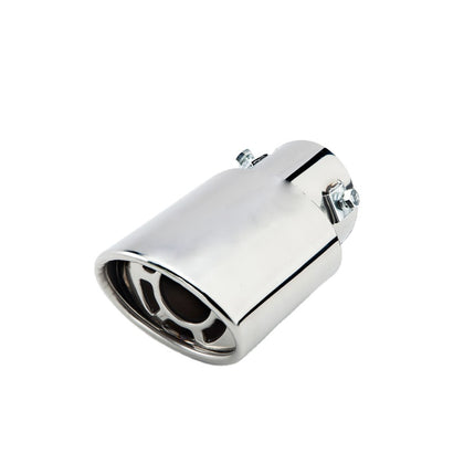 Horizontal view of Exhaust Muffler 63mm Stainless Steel Silver Round cut intercooled Tip A142