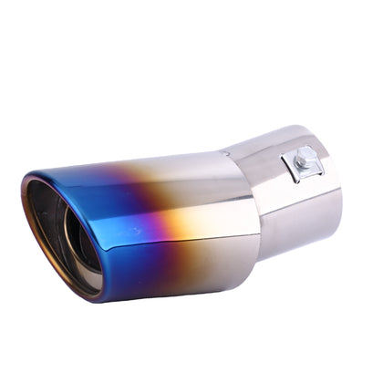 Horizontal view of Exhaust Mufflers 63mm Stainless Steel blue Turndown Tip B14