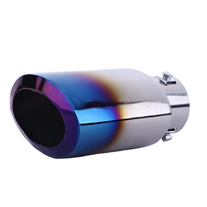 Horizontal view of Exhaust Mufflers 70mm Stainless Steel blue Straight cut Tip B2000