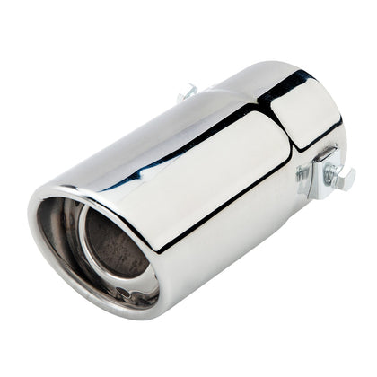 Horizontal view of Exhaust Tip 58mm Stainless Steel silver Angle-cut Tip A4