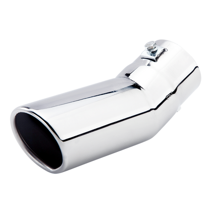 Horizontal view of Exhaust Tip 58mm Stainless Steel silver Turndown Tip A1911