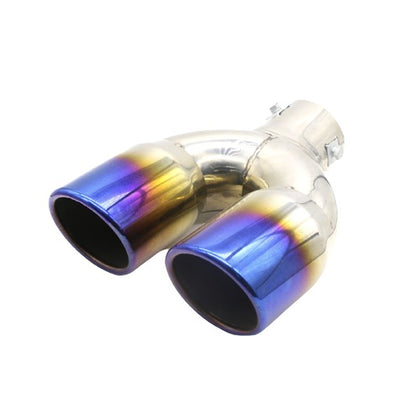 Horizontal view of Exhaust Tip 63mm Stainless Steel blue Straight cut Tip B1999