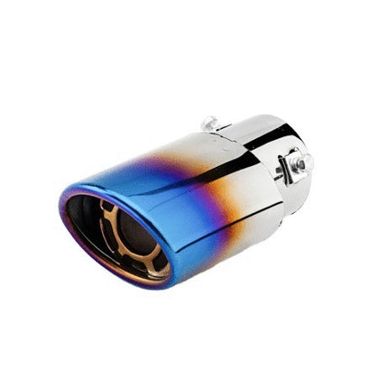 Horizontal view of Exhaust Tip 63mm Stainless Steel burnt blue Angle-cut Tip B142