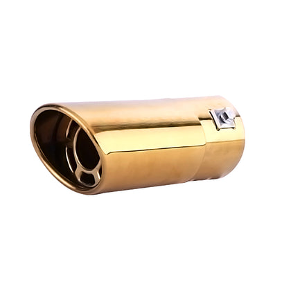 Horizontal view of Exhaust Tip 63mm Stainless Steel gold Round cut intercooled Tip G142