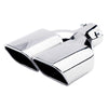 Horizontal view of Exhaust Tip 63mm Stainless Steel silver Angle-cut Tip A2003