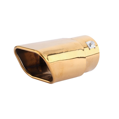 Horizontal view of Exhaust Tip 76mm Stainless Steel Angle-cut Rolled Tip G37 in Gold