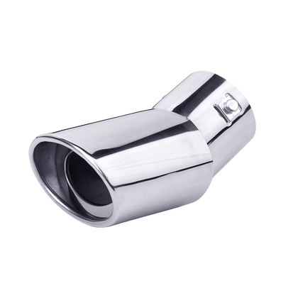 Horizontal view of Exhaust Tip 76mm Stainless Steel silver Turndown Tip A1405