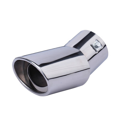 Horizontal view of Exhaust Tip 76mm Stainless Steel silver Turndown Tip C5